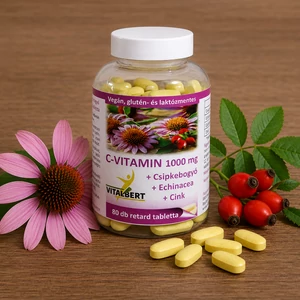 C-vitamin 1000 mg + Csipkebogyó + Echinacea + Cink retard tabletta 80 db Vitalbert