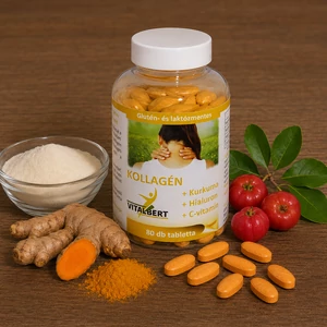 Kollagén + Kurkuma + Hialuron + C-vitamin tablettal 80 db Vitalbert