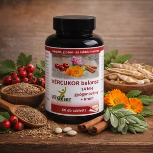 Vércukor balansz tabletta 14 gyógynövényből, krómmal 60 db, Vitalbert