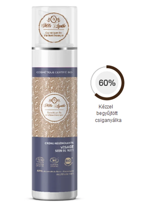 Regeneráló éjszakai arckrém 60 % csiganyákkal Bio 50 ml MLLE AGATHE