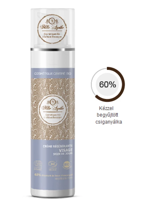 Regeneráló nappali arckrém 60 % csiganyákkal Bio 50 ml MLLE AGATHE