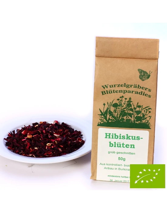 Hibiszkuszvirág egész Bio 50 g Wurdies