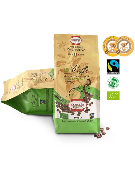 Bio prémium 100 % Arabica szemes kávé,  500 g Morandini caffe, Fairtrade