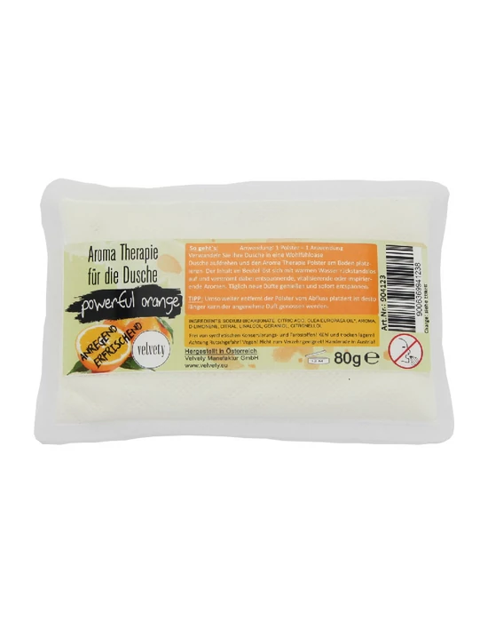 Bio aromapárna zuhanyzáshoz, Erőteljes narancs, 80 g Velvety Manufaktur