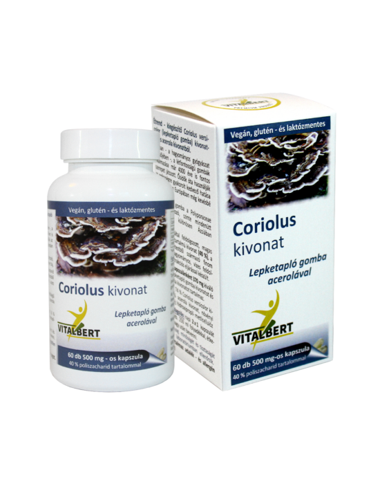 Lepketapló gomba - Coriolus gyógygomba kivonat kapszula 60 db, 500 mg Vitalbert (1 havi adag)