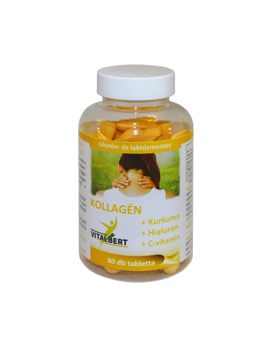 Kollagén + Kurkuma + Hialuron + C-vitamin tablettal 80 db Vitalbert